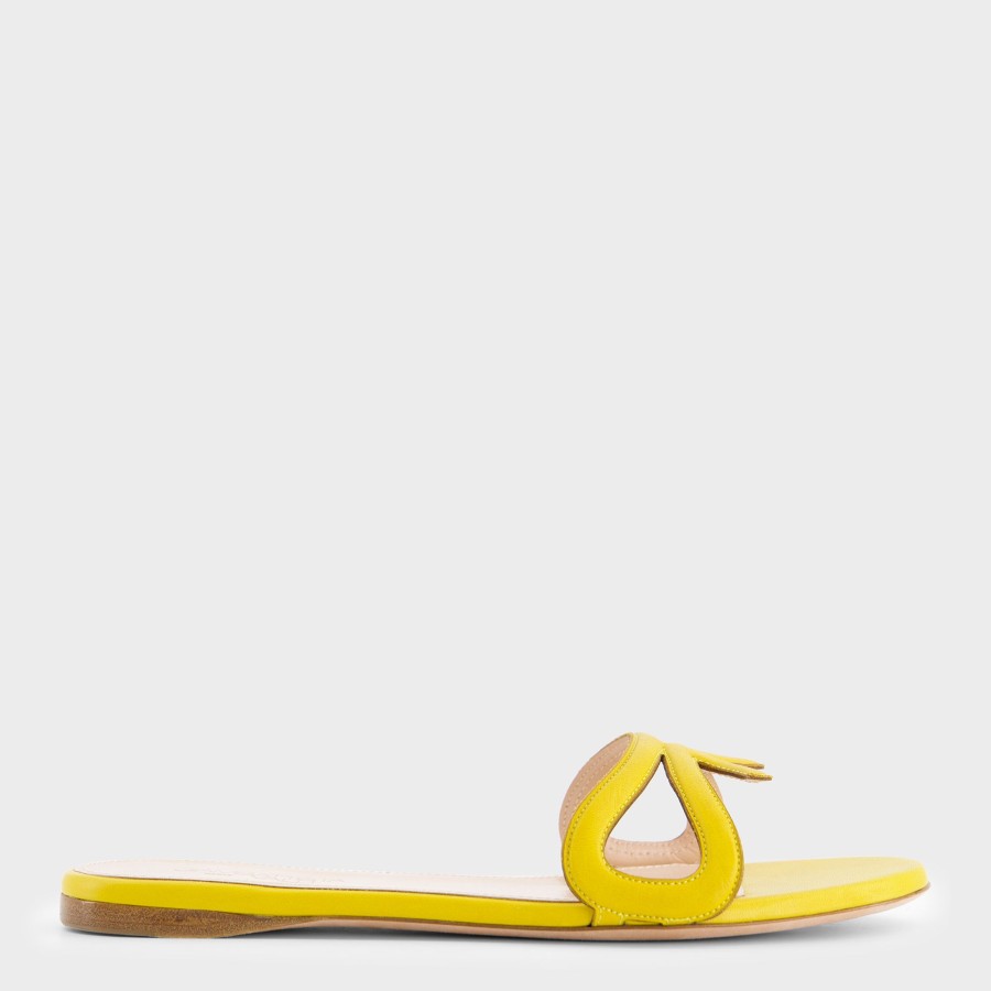 Women Giambattista Valli Shoes | Flat Leather Yellow Mules