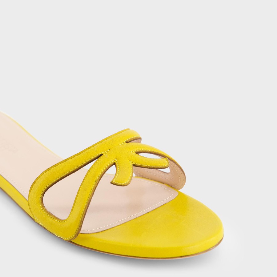 Women Giambattista Valli Shoes | Flat Leather Yellow Mules