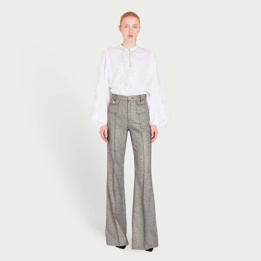 Women Giambattista Valli Skirts & Pants | Gold Lurex And Wool Trousers