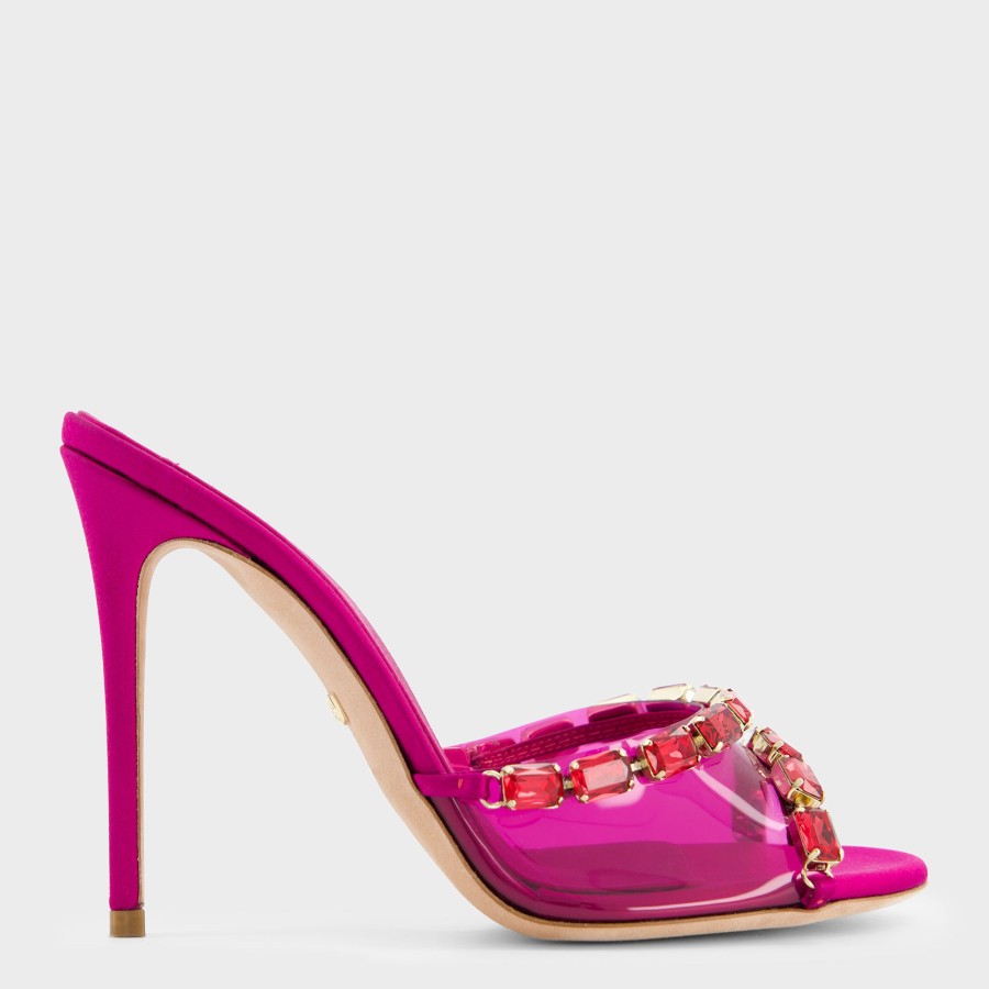 Women Giambattista Valli Shoes | Fuchsia Satin Heeled Mules