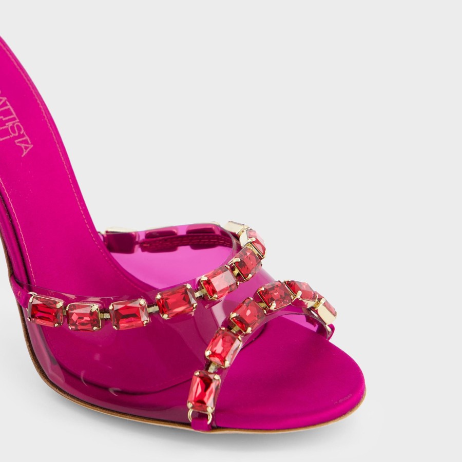 Women Giambattista Valli Shoes | Fuchsia Satin Heeled Mules