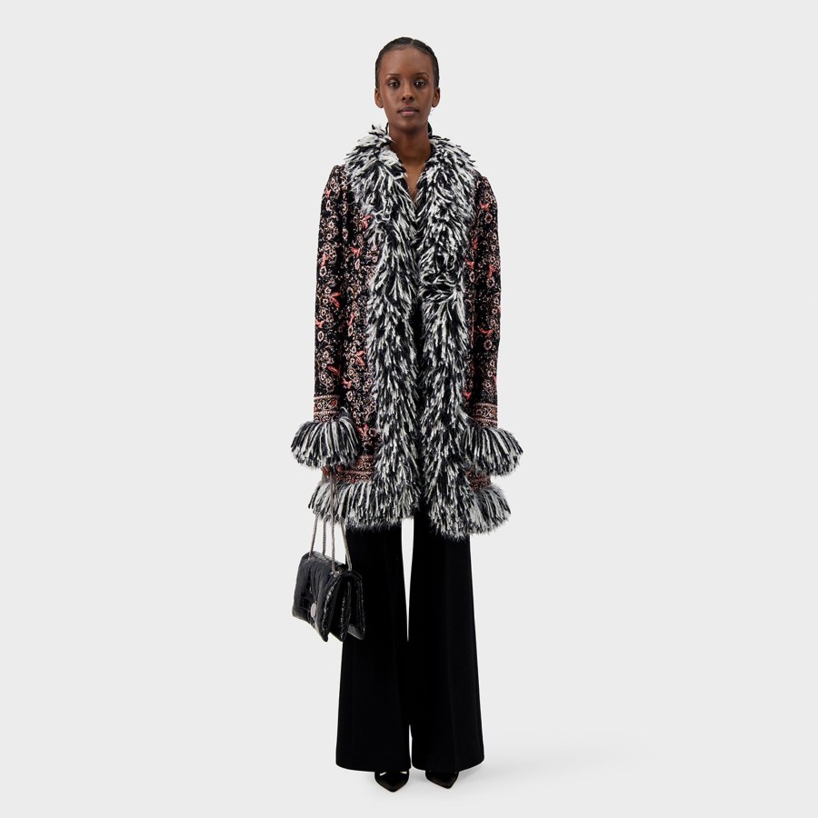 Women Giambattista Valli Coats & Jackets | Popping Paisley Embroidered Sequins Coat