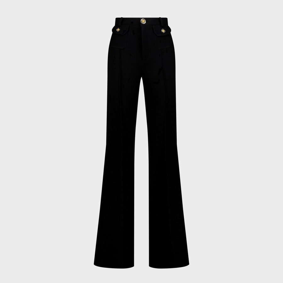 Women Giambattista Valli Skirts & Pants | Black Flare Trousers