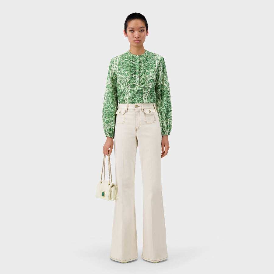 Women Giambattista Valli Skirts & Pants | Beige Straight Denim Trousers