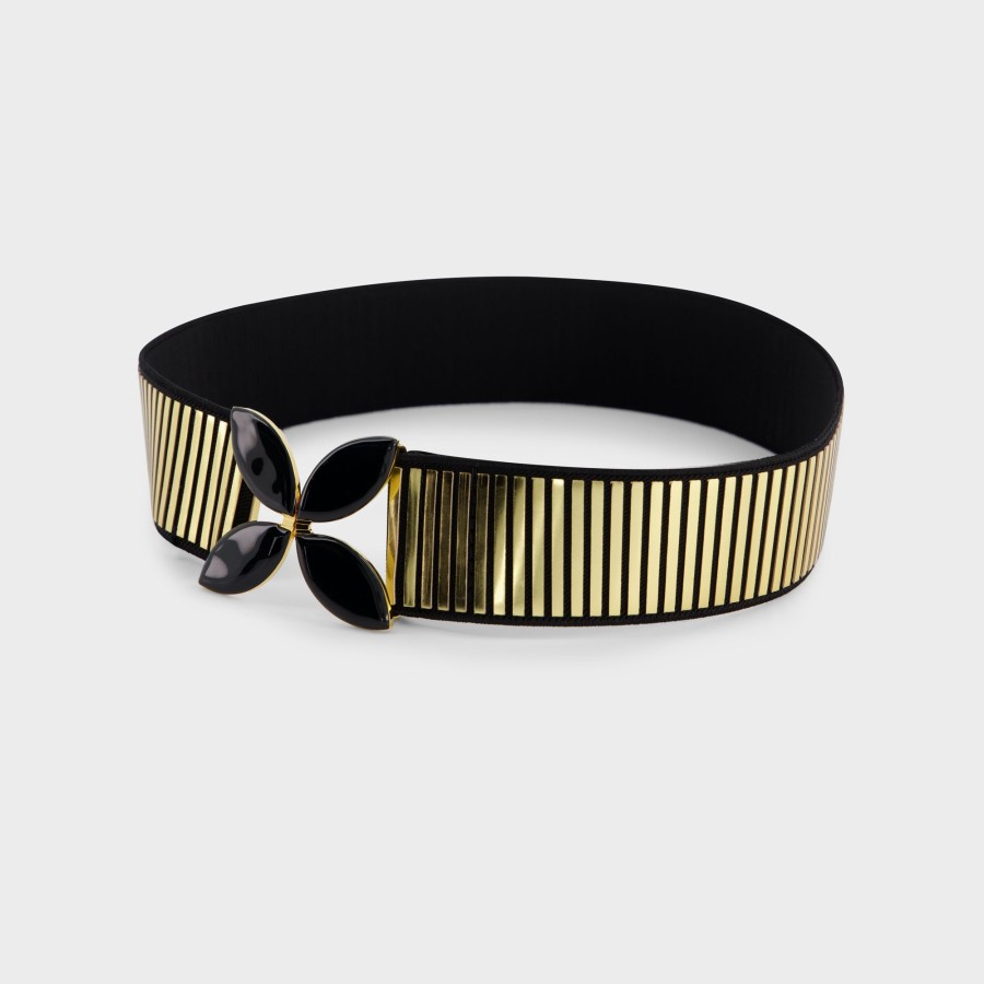 Women Giambattista Valli Belts | Black And Gold Elastic Belt