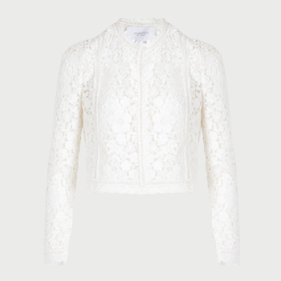 Women Giambattista Valli Coats & Jackets | Ivory Macrame Short Jacket