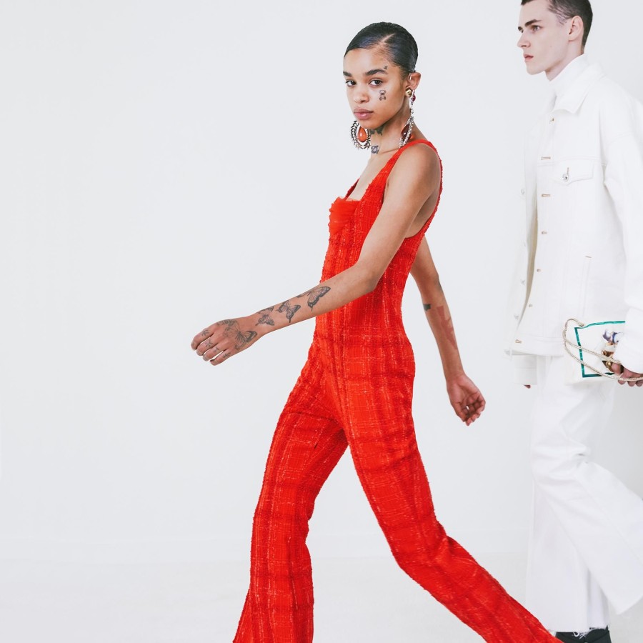 Women Giambattista Valli Dresses & Jumpsuits | Red Chess Shiny Tweed Jumpsuit