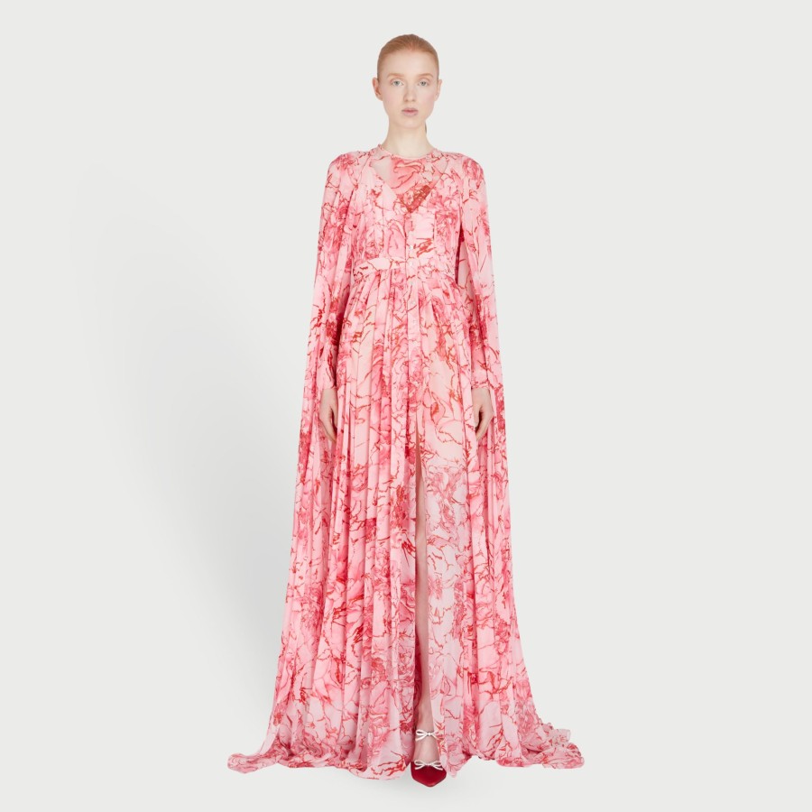 Women Giambattista Valli Dresses & Jumpsuits | Macro Flower Printed Georgette Maxi Dress