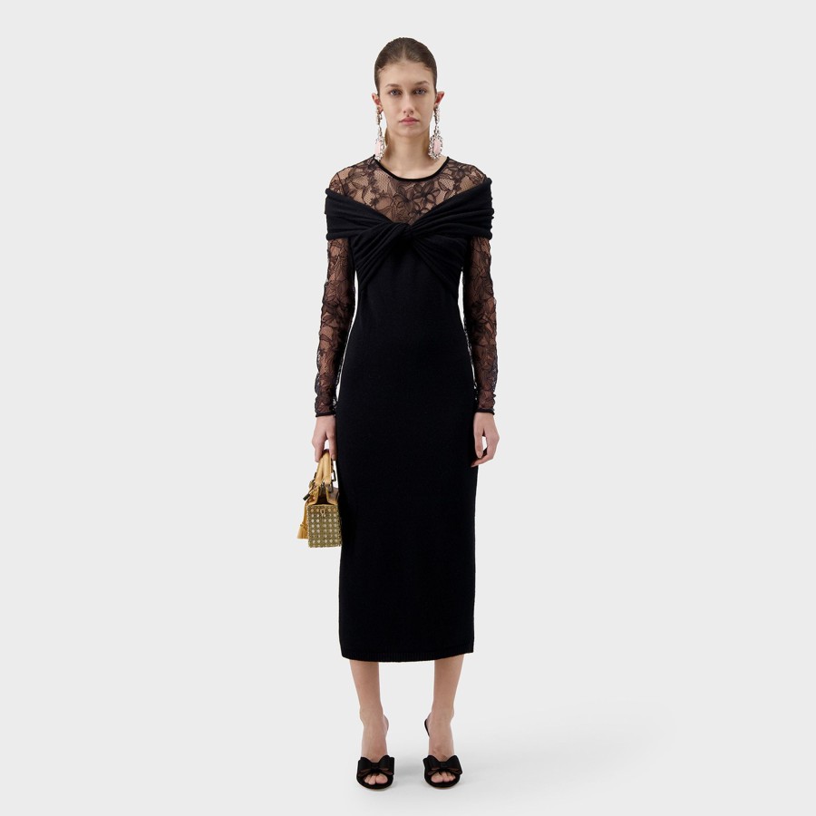 Women Giambattista Valli Dresses & Jumpsuits | Black Knitted Midi Dress