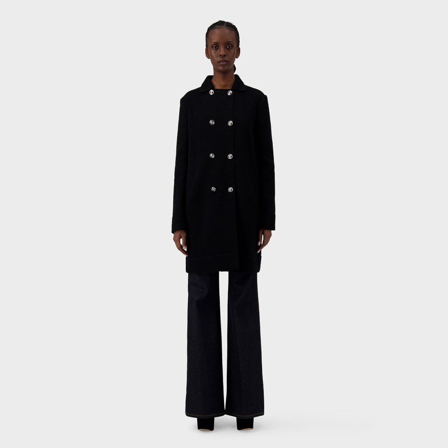 Women Giambattista Valli Coats & Jackets | Black Mohair Coat