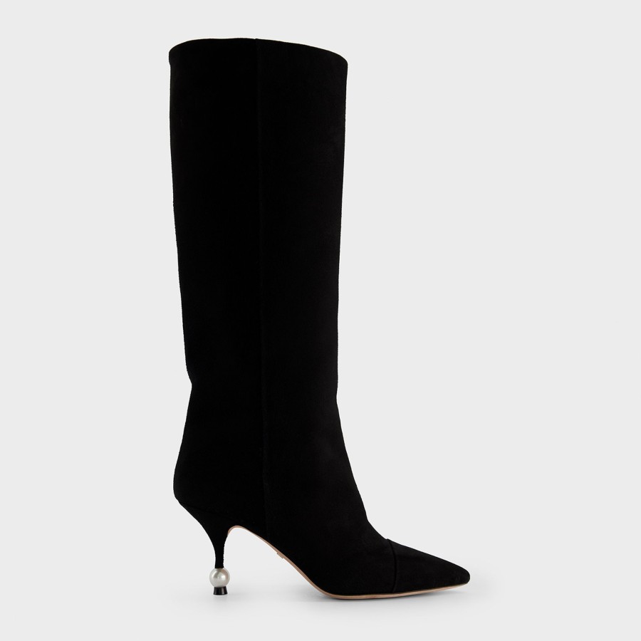 Women Giambattista Valli Shoes | Black Boots With Pearl Heel