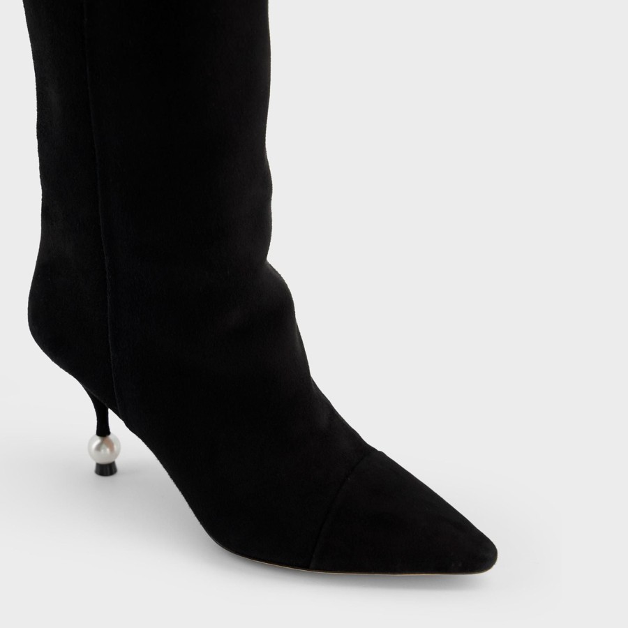 Women Giambattista Valli Shoes | Black Boots With Pearl Heel