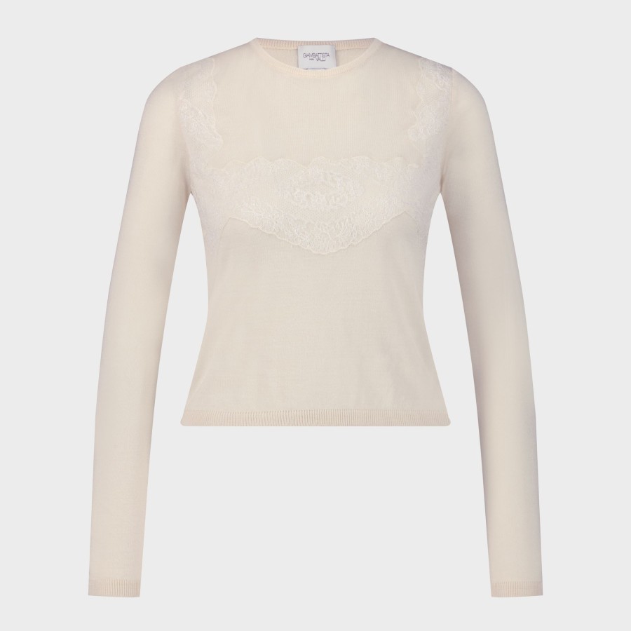 Women Giambattista Valli Tops, Blouses & Knits | Ivory Cashmere Silk Knit Top