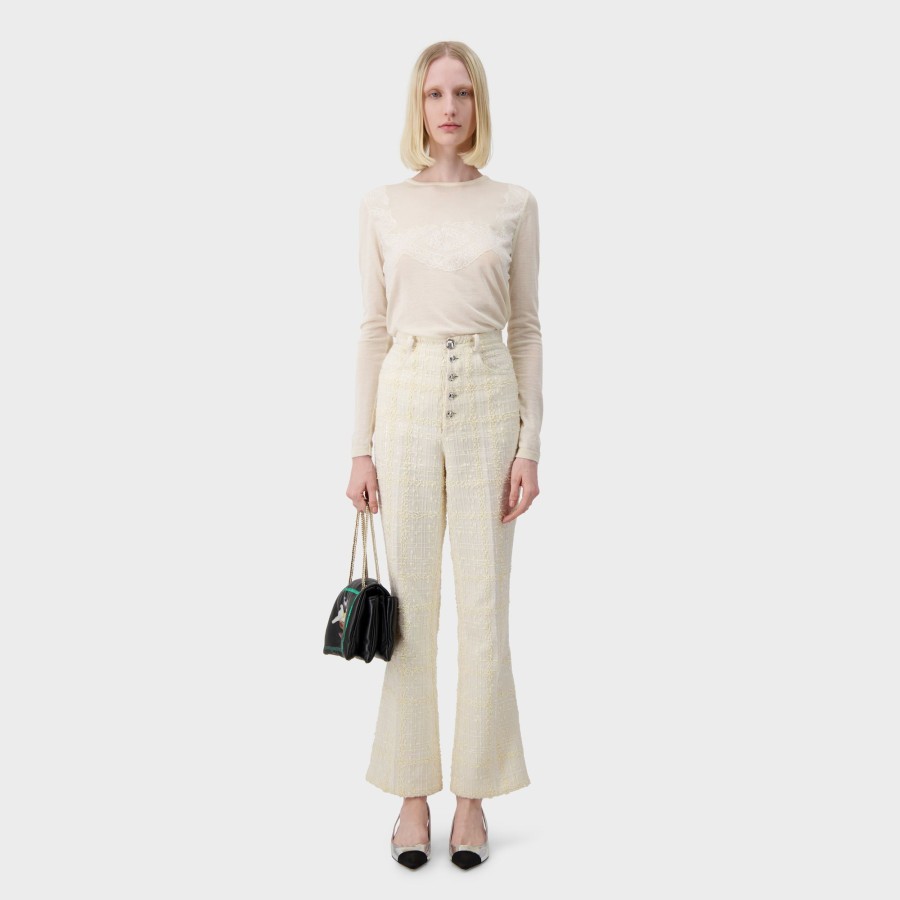 Women Giambattista Valli Tops, Blouses & Knits | Ivory Cashmere Silk Knit Top