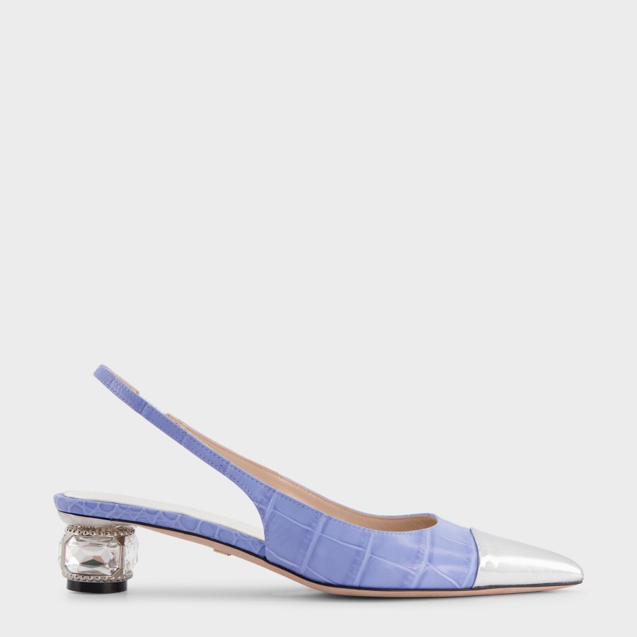 Women Giambattista Valli Shoes | Light Blue And Silver Slingback Pumps