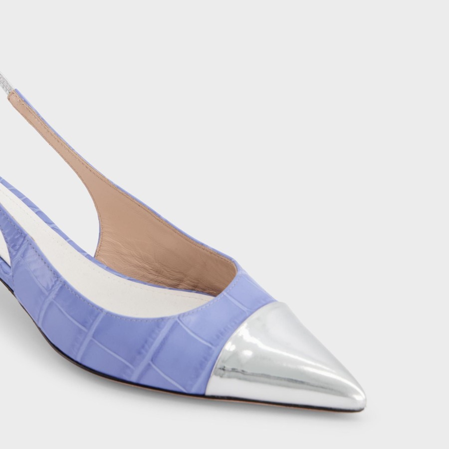 Women Giambattista Valli Shoes | Light Blue And Silver Slingback Pumps