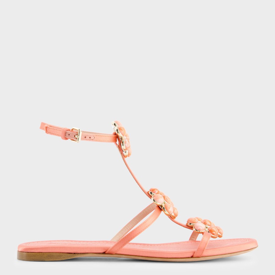 Women Giambattista Valli Shoes | Flat Coral Flower Sandals