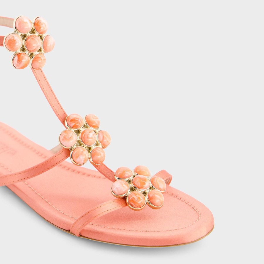 Women Giambattista Valli Shoes | Flat Coral Flower Sandals