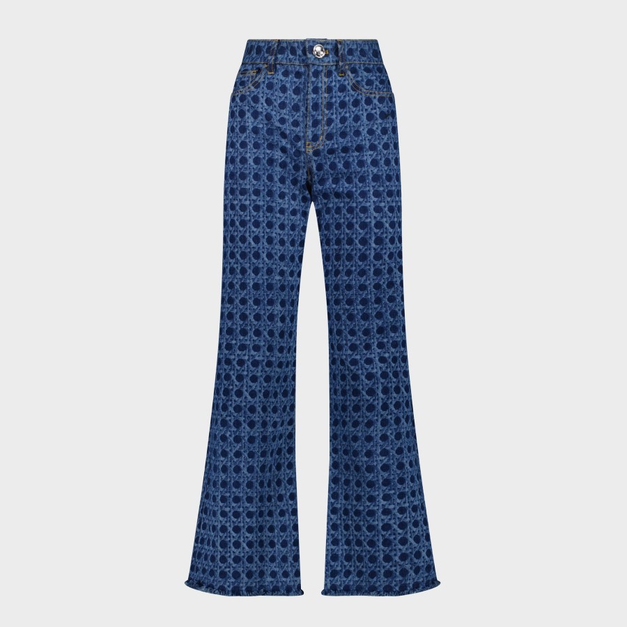 Women Giambattista Valli Skirts & Pants | Vienna Straw Blue Denim Trousers