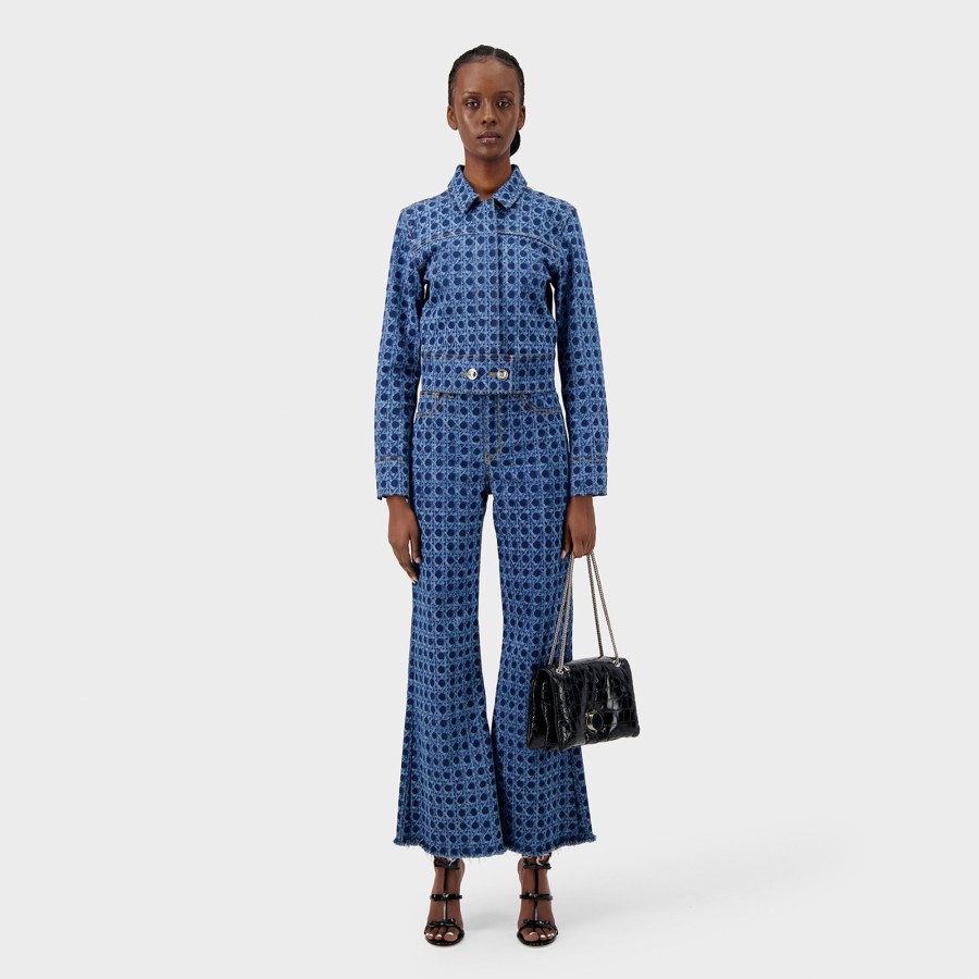 Women Giambattista Valli Skirts & Pants | Vienna Straw Blue Denim Trousers