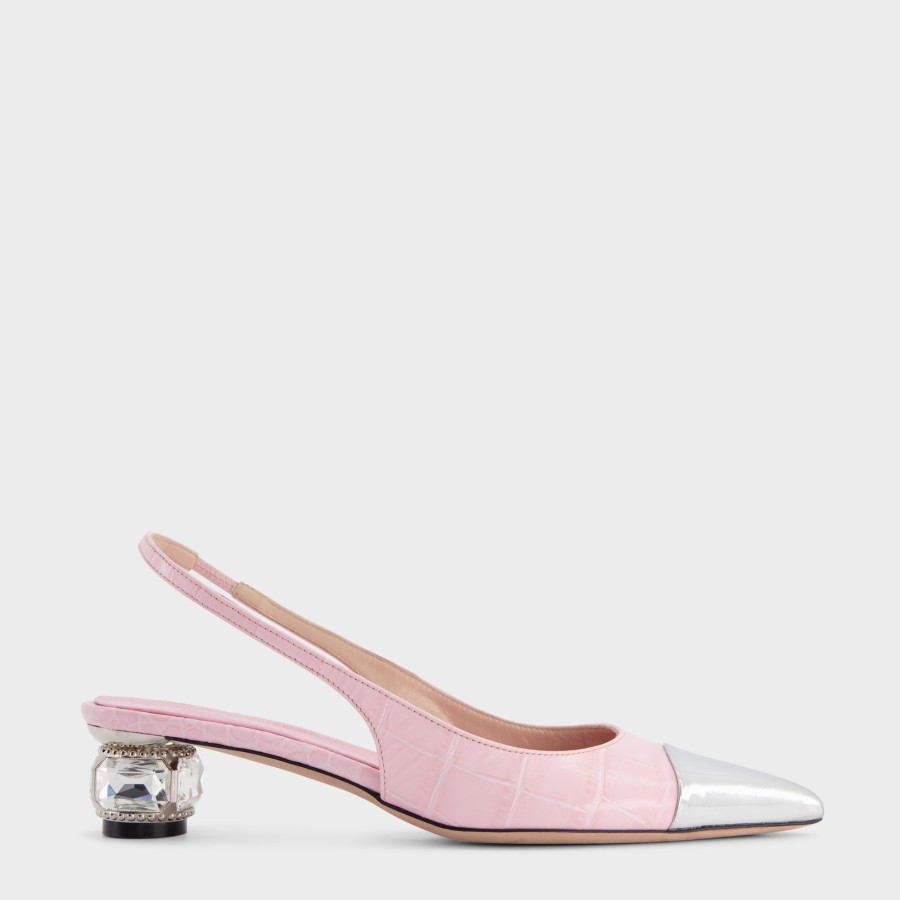 Women Giambattista Valli Shoes | Pink And Silver Slingback Pumps