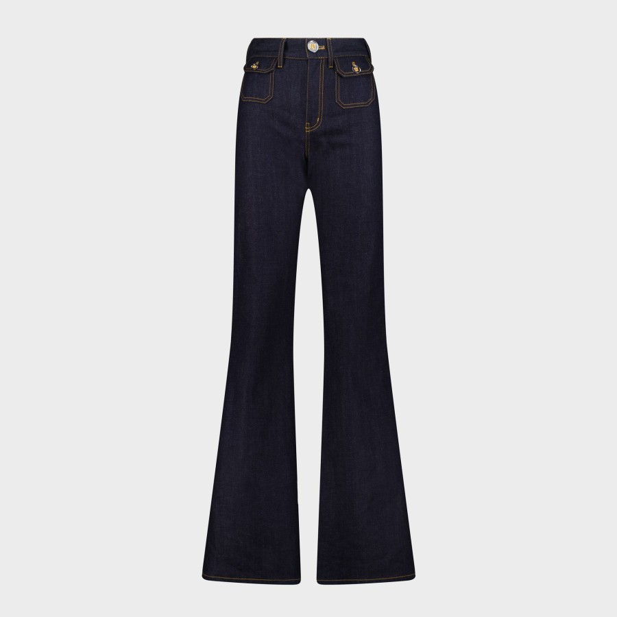 Women Giambattista Valli Skirts & Pants | Unwashed Denim Trousers