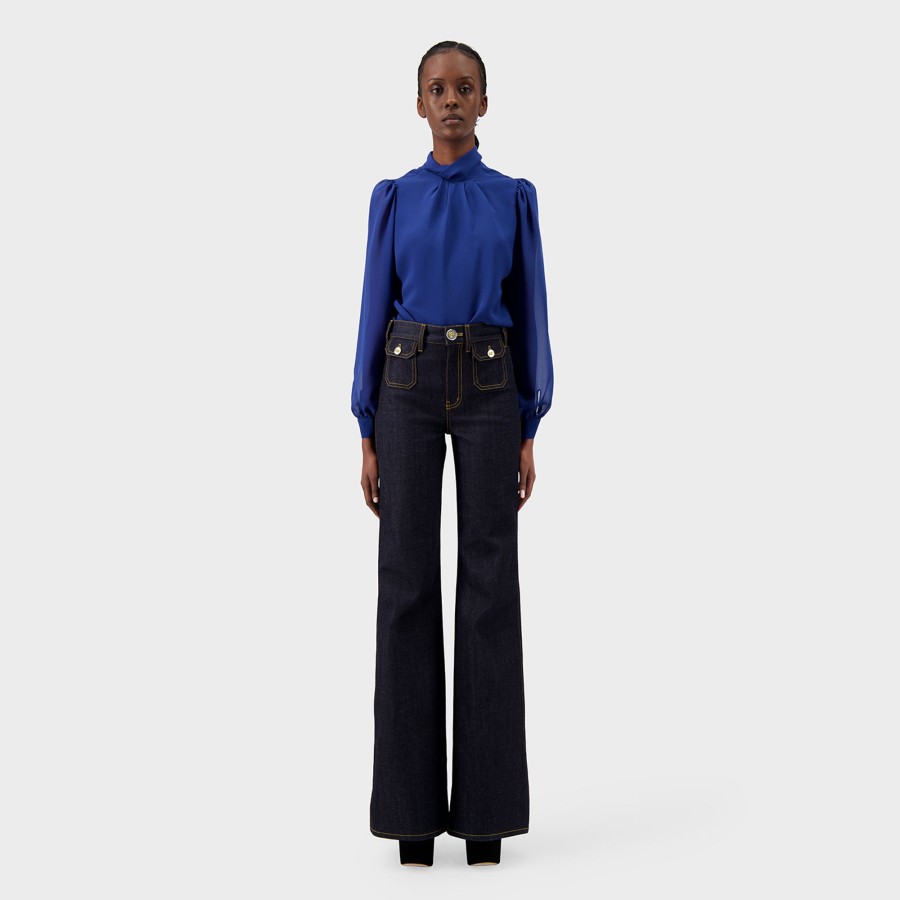 Women Giambattista Valli Skirts & Pants | Unwashed Denim Trousers