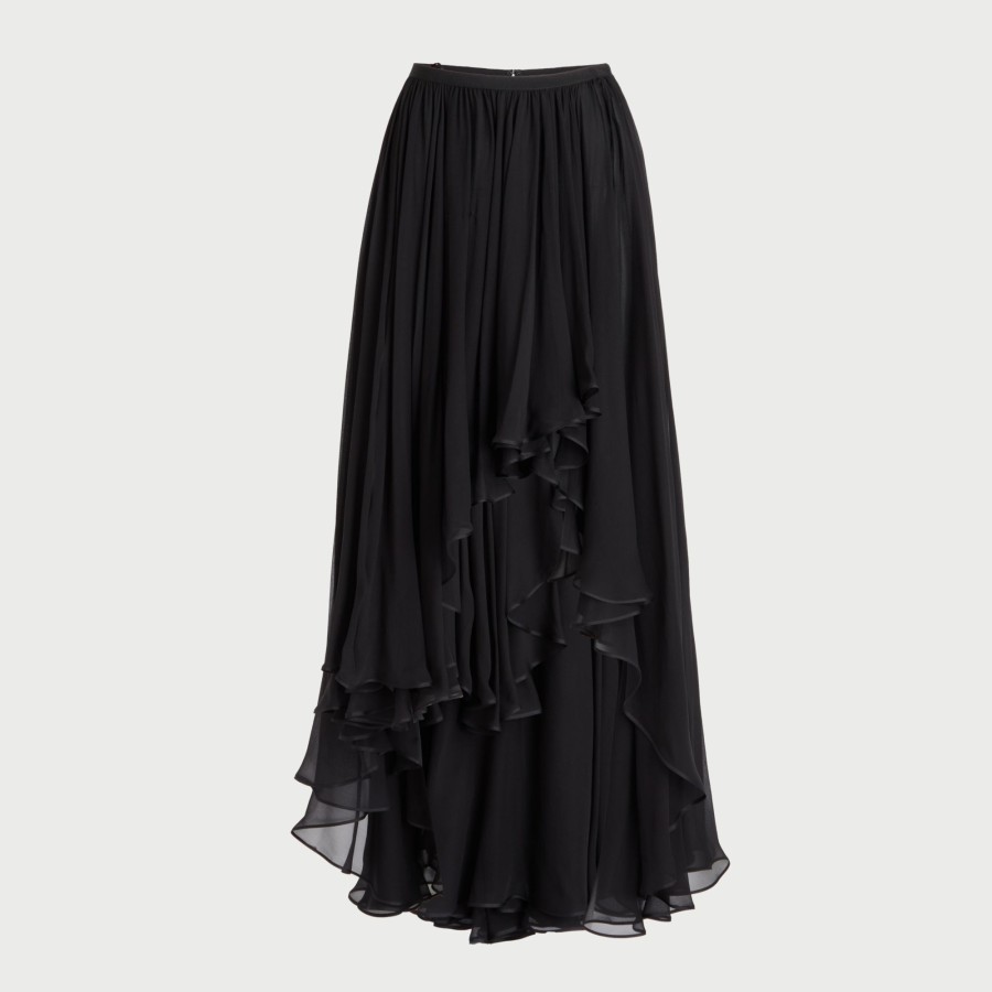 Women Giambattista Valli Skirts & Pants | Black Georgette Skirt