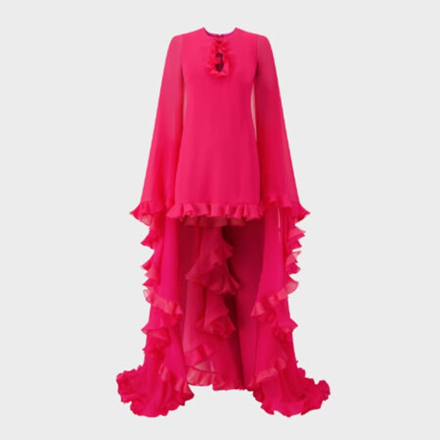 Women Giambattista Valli Dresses & Jumpsuits | Pink Silk Long Cape Dress