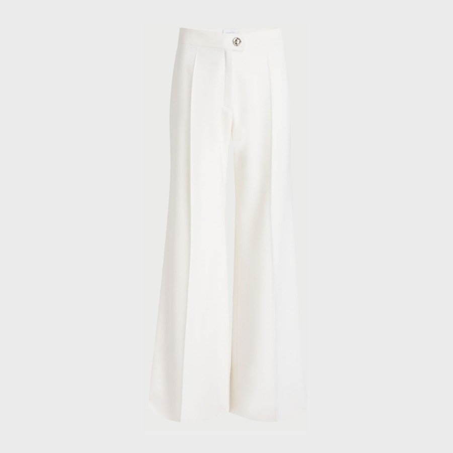 Women Giambattista Valli Skirts & Pants | Ivory Light Wool Trousers