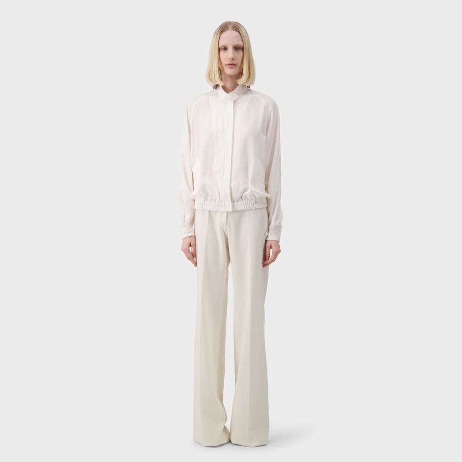 Women Giambattista Valli Skirts & Pants | Ivory Light Wool Trousers