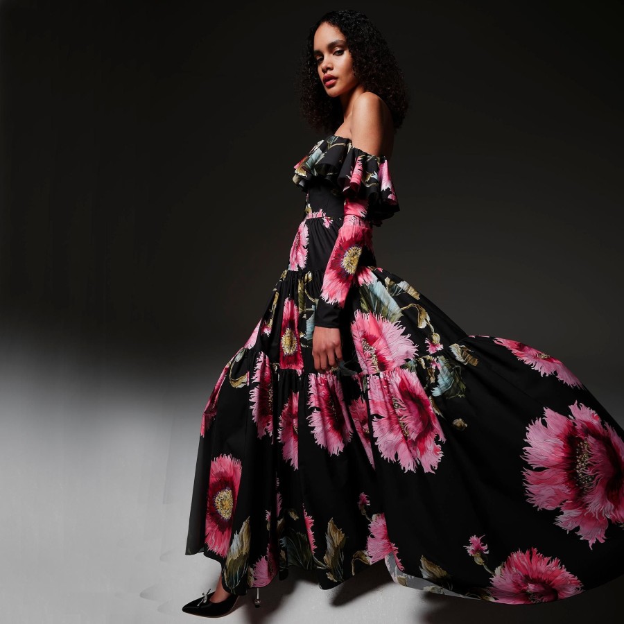 Women Giambattista Valli Dresses & Jumpsuits | Botanic Blow Up Popeline Dress