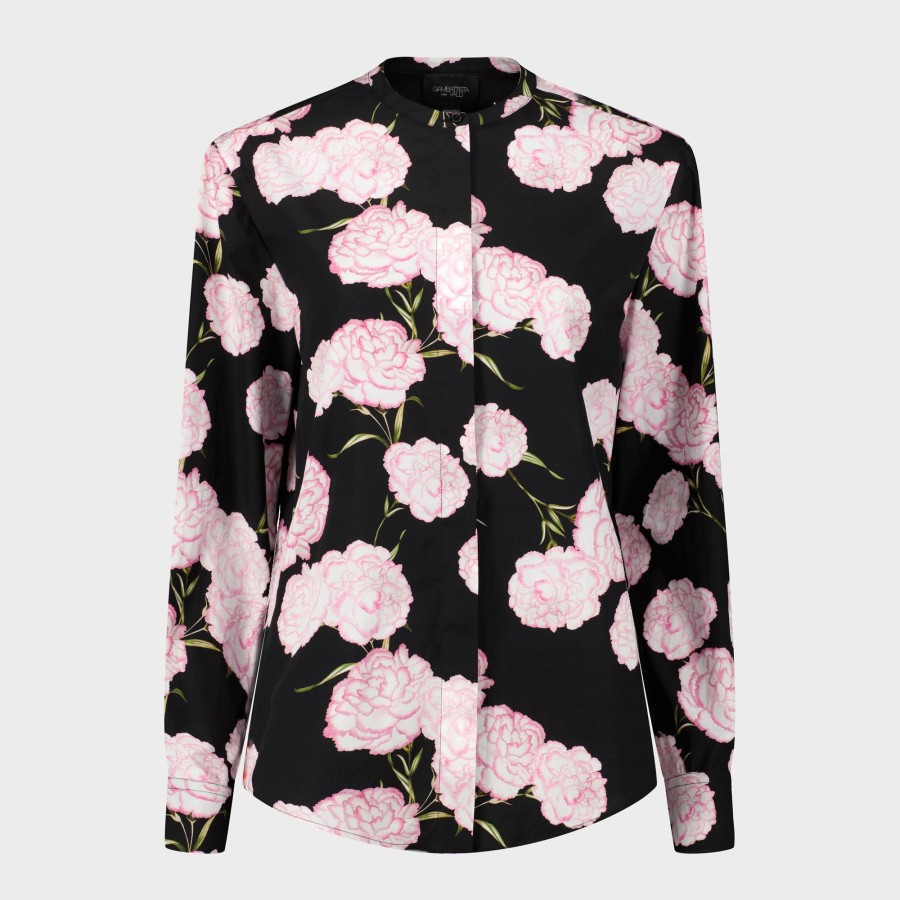 Women Giambattista Valli Tops, Blouses & Knits | Black Carnation Popeline Blouse