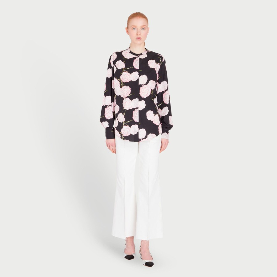 Women Giambattista Valli Tops, Blouses & Knits | Black Carnation Popeline Blouse