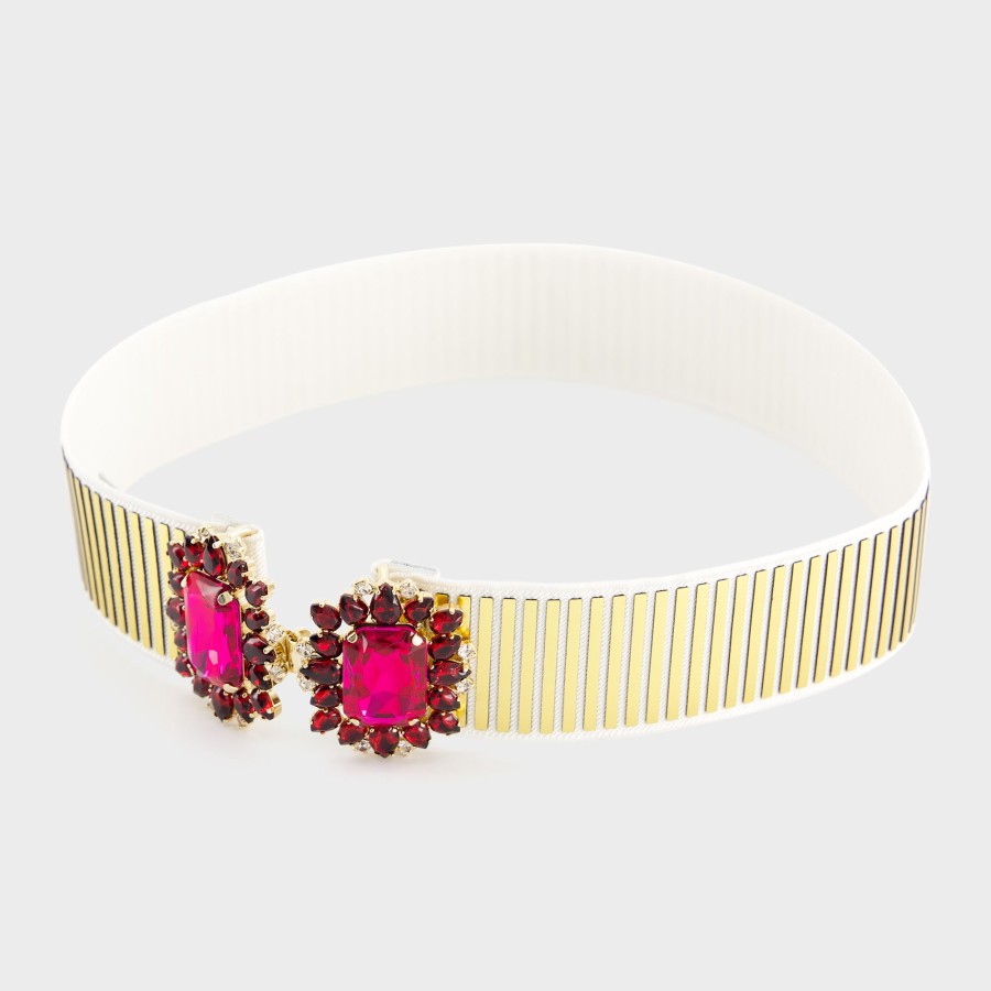 Women Giambattista Valli Belts | Gold Belt With Red Ornaments