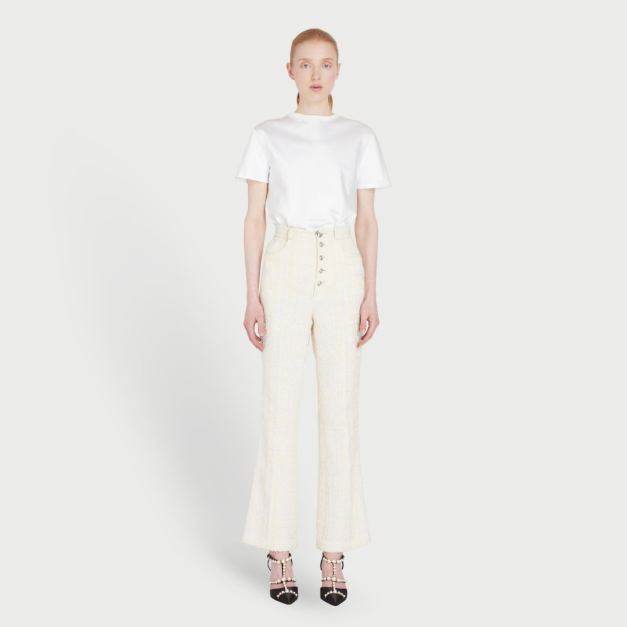 Women Giambattista Valli Skirts & Pants | Ivory Boucle Trousers