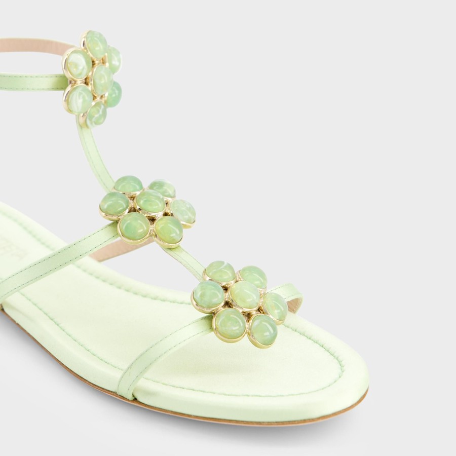 Women Giambattista Valli Shoes | Flat Green Flower Sandals