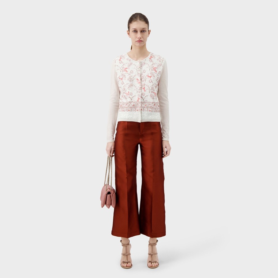 Women Giambattista Valli Tops, Blouses & Knits | Ivory Popping Paisley Sequins Knit Top