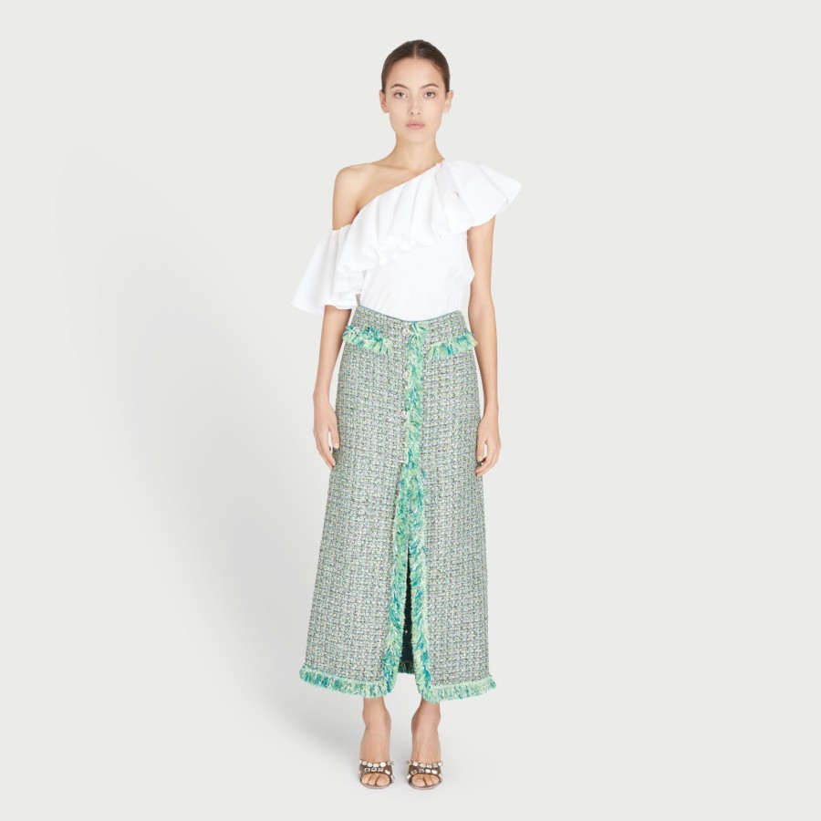 Women Giambattista Valli Tops, Blouses & Knits | Asymmetrical Popeline Blouse With Ruffles