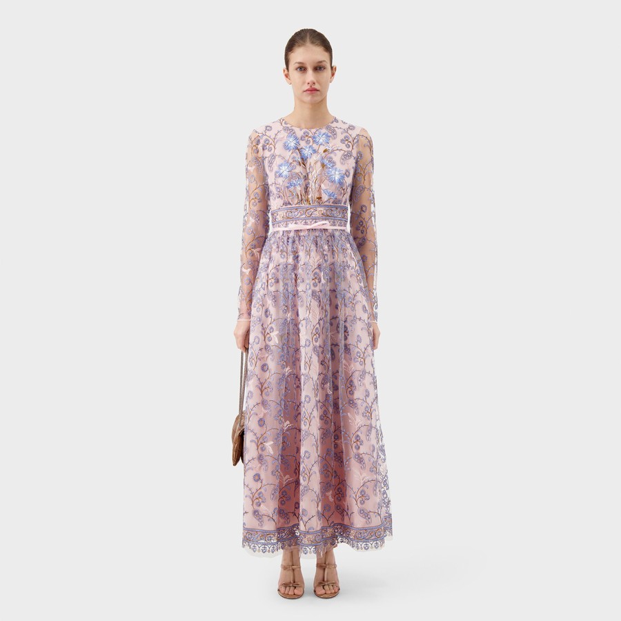 Women Giambattista Valli Dresses & Jumpsuits | Popping Paisley Embroidered Tulle Dress