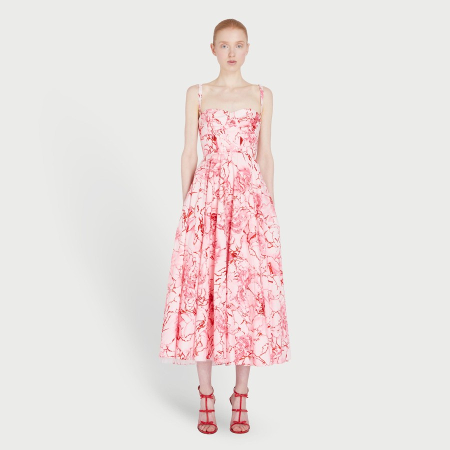 Women Giambattista Valli Dresses & Jumpsuits | Macro Flower Popeline Midi Dress