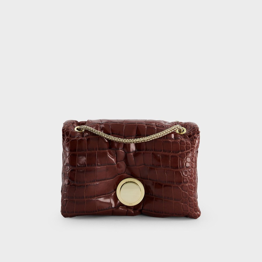 Women Giambattista Valli Bag | Dark Camel Embossed Leather Airbag