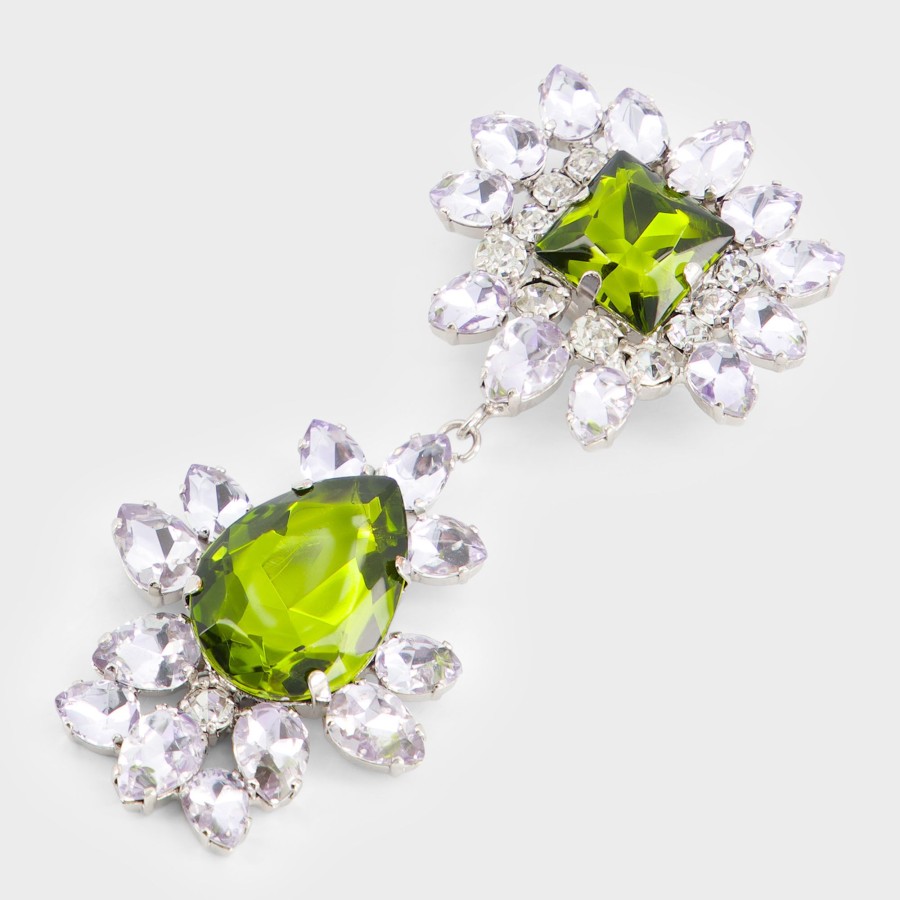 Women Giambattista Valli Jewelry | Green Tea And Silver Earrings