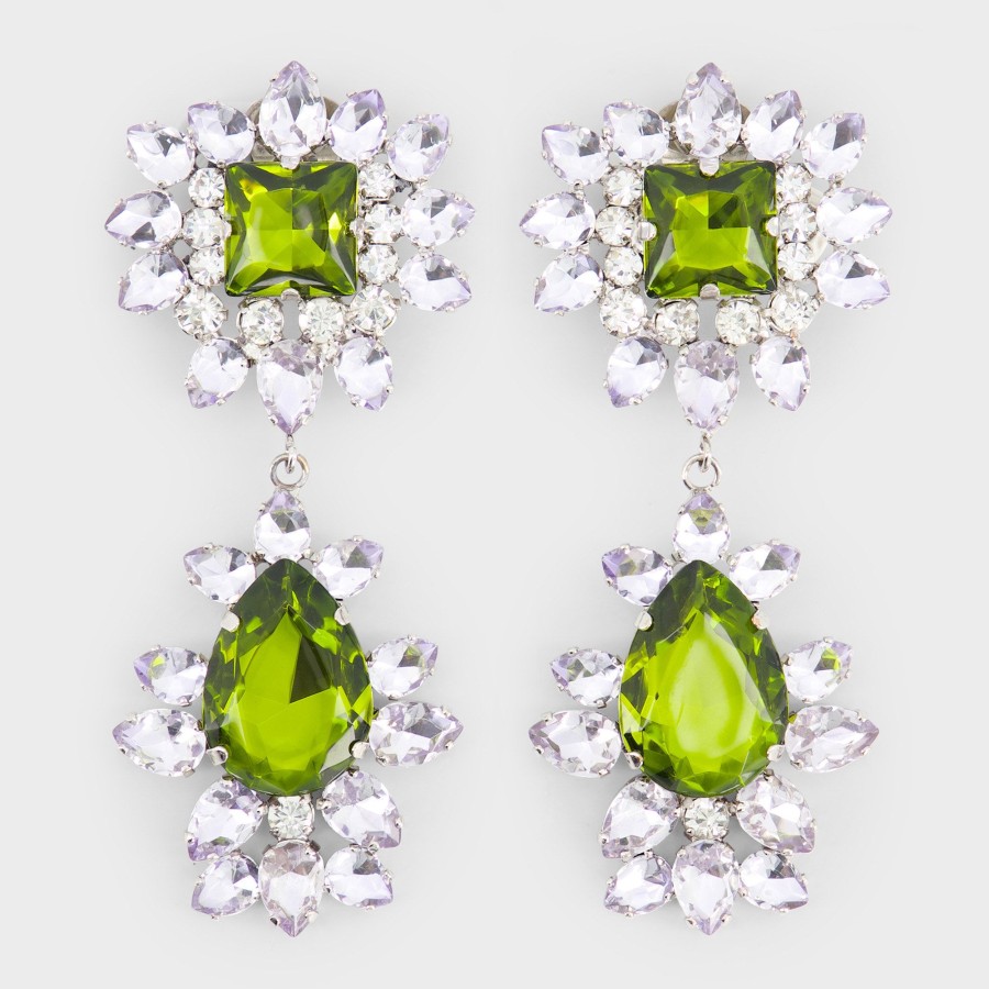 Women Giambattista Valli Jewelry | Green Tea And Silver Earrings