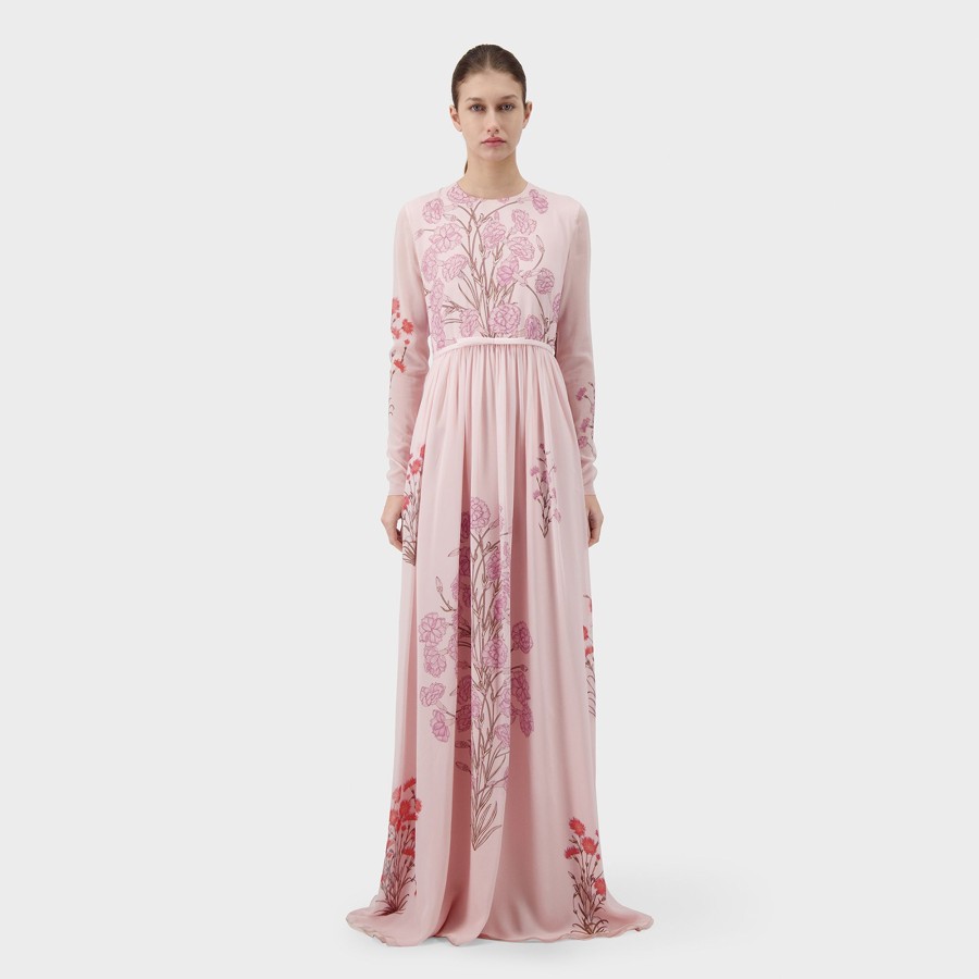 Women Giambattista Valli Dresses & Jumpsuits | Mini Carnation Bouquets Silk Dress