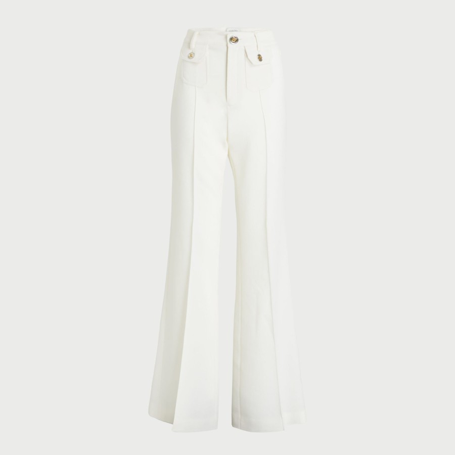 Women Giambattista Valli Skirts & Pants | Ivory Flare Trousers