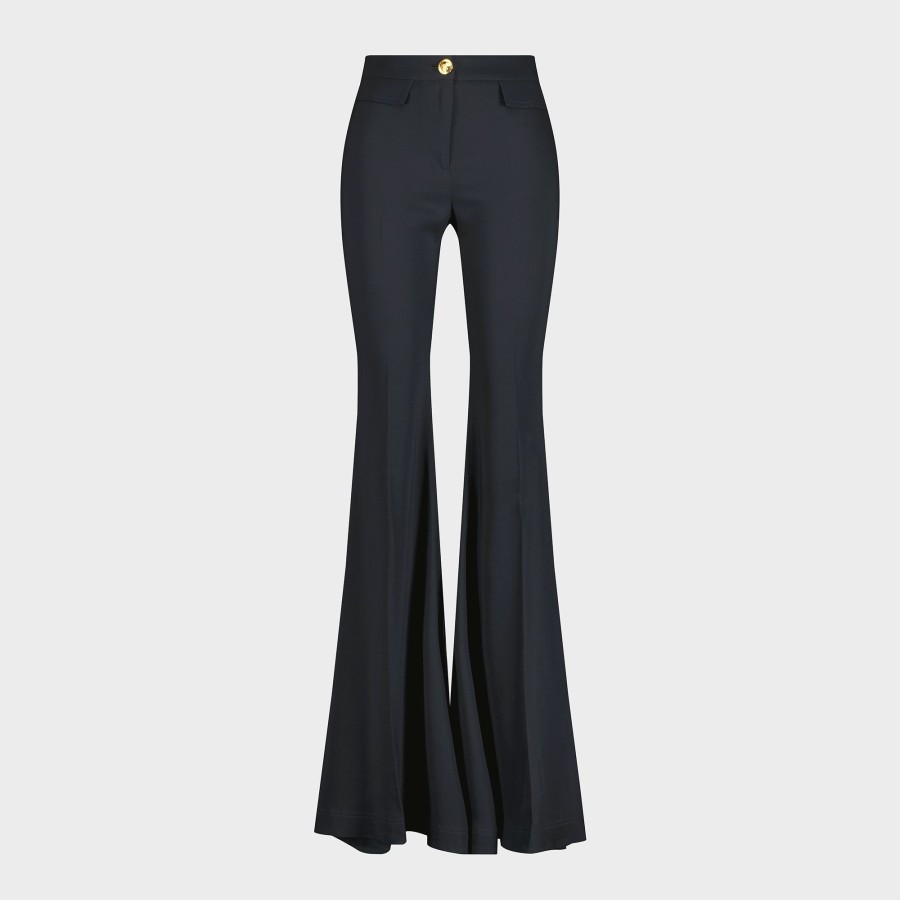 Women Giambattista Valli Skirts & Pants | Black Crepe Flare Pants