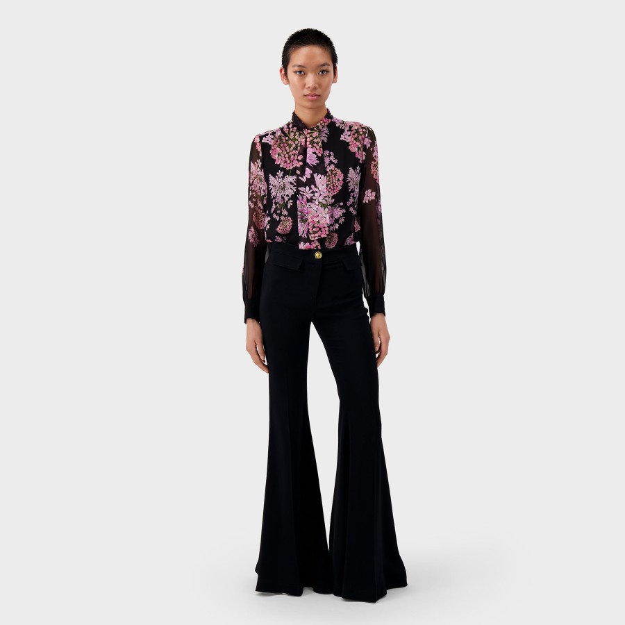 Women Giambattista Valli Skirts & Pants | Black Crepe Flare Pants