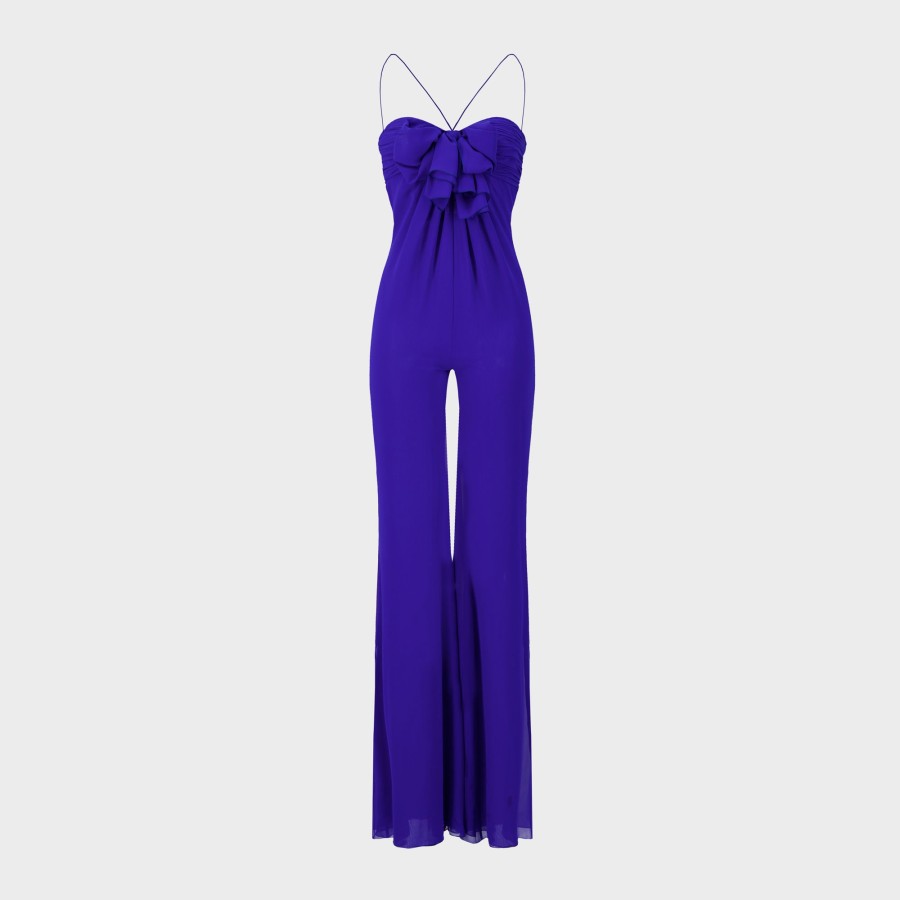 Women Giambattista Valli Dresses & Jumpsuits | Electric Blue Draped Jersey Jumpsuit