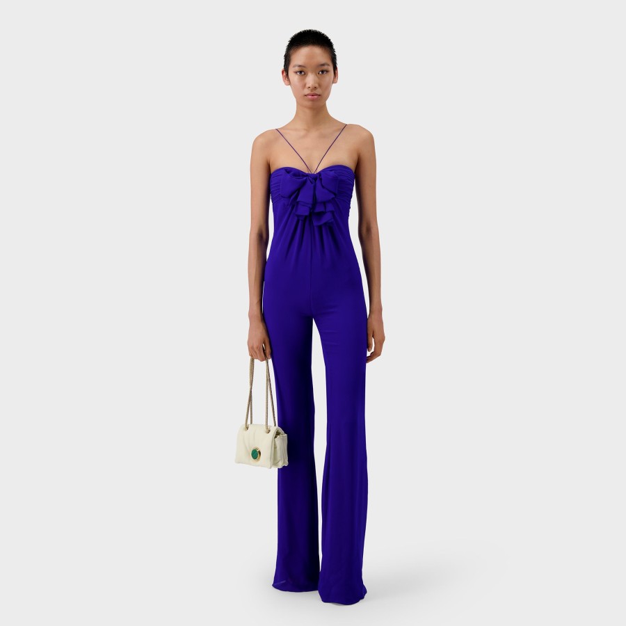 Women Giambattista Valli Dresses & Jumpsuits | Electric Blue Draped Jersey Jumpsuit